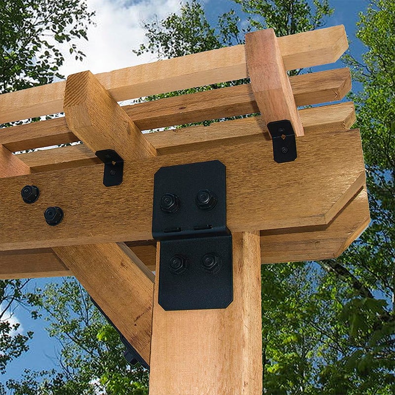 OZCO Ironwood 2" Rafter Clips with Matching Hardware, Black Powder-Coated Galvanized Steel Clips for Outdoor Wood Structures, 10-Pack, 51717 - Image 4